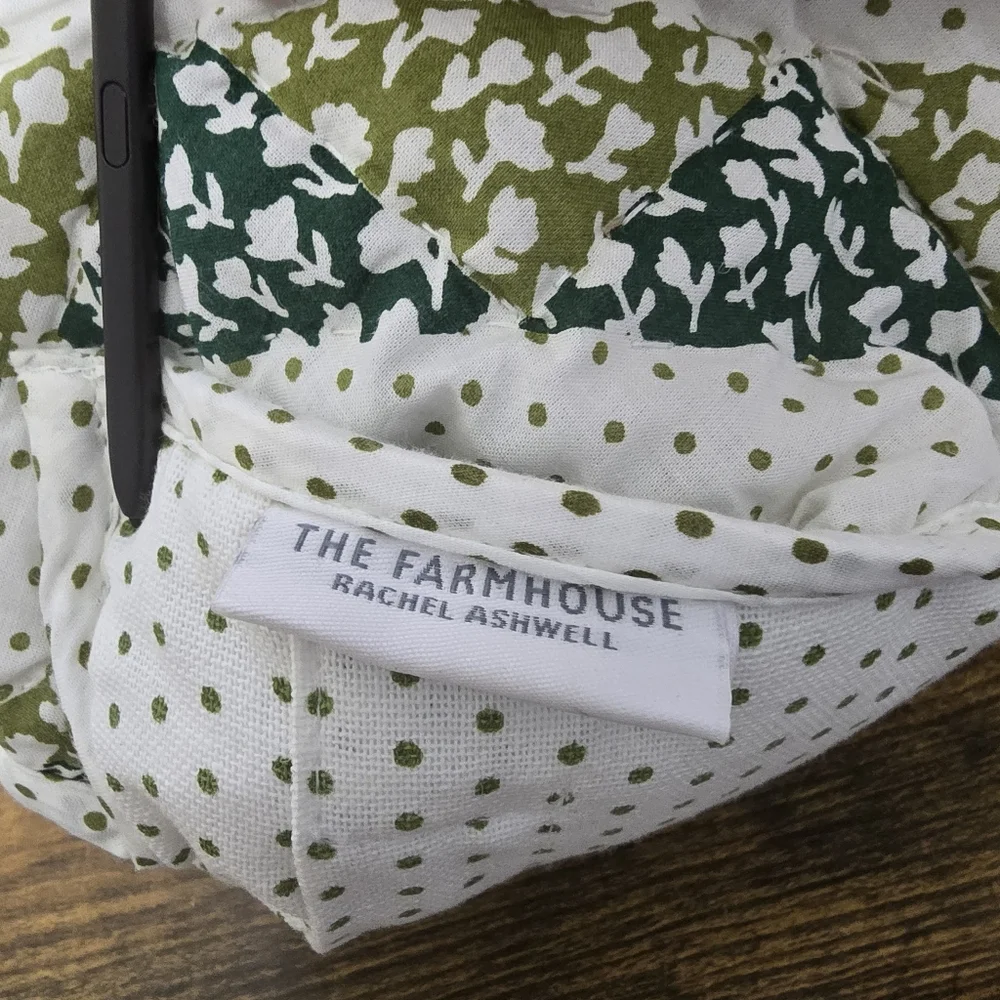 The Farmhouse By Rachel Ashwell 18x18 Green White Floral Polka Dot Throw Pillow